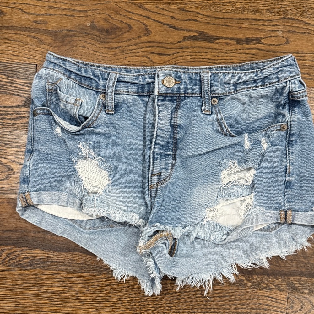 Mossimo Supply Co. Blue Distressed Jean Shorts